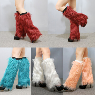 Damen Kunstpelz Bein Wärmer Stiefel Socken Fluffies Abdeckung Wärmend Fuß Hül  