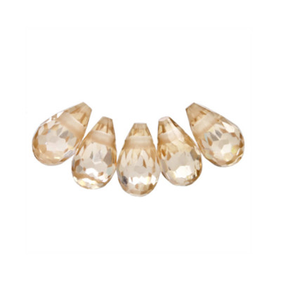 10 Clear Cubic Zirconia Flat Teardrop Briolette Beads - 5x7mm, White, #64001