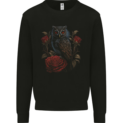 An Owl with Roses Birds Flowers Mens Sweatshirt Jumper