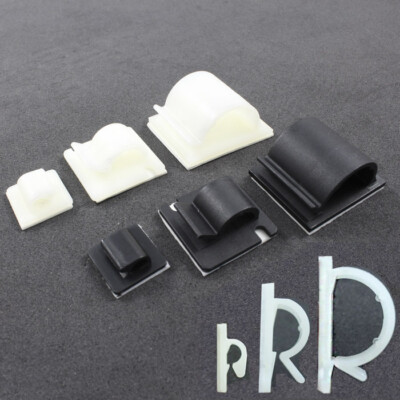 Selbstklebende Nylon Klebepads Halterungen/Clips für Kabel Draht SCHWARZ oder WEISS