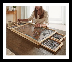 wooden jigsaw organiser