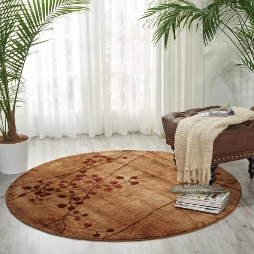 Nourison Somerset Rustic Flame 5'6" x ROUND Area-Rug Easy-Cleaning Non - Image 4 of 4