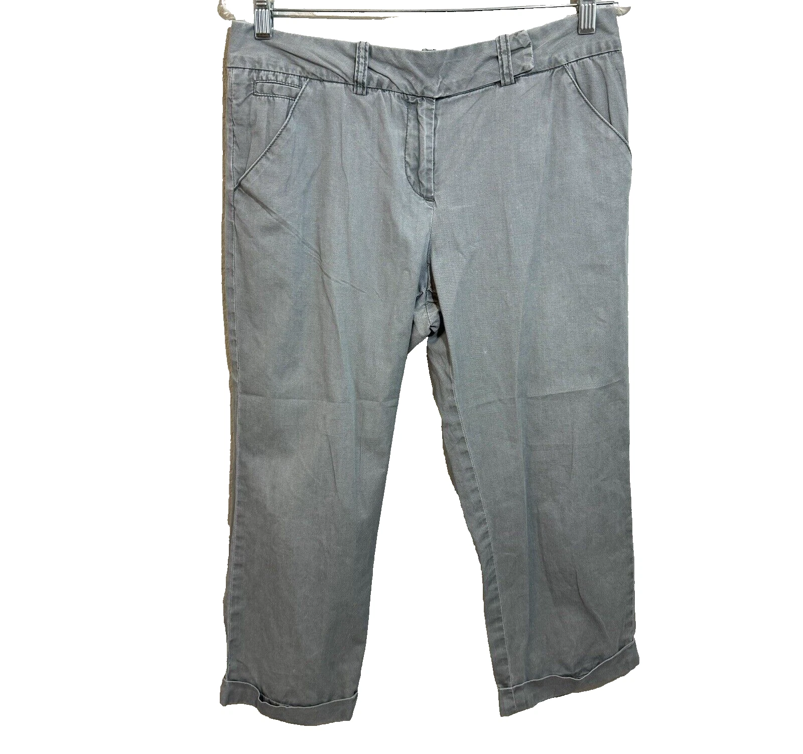 SUNDANCE Capri Pants Womens Size 10 Petite Gray Casual 100% Cotton