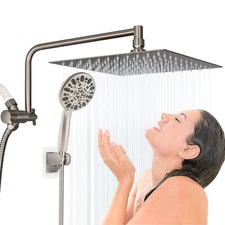Shower Faucet Set w/Handheld Kit Rainfall Shower Head Combo System Wall Mounted