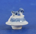 Chinese Porcelain Dog Finial Lid Blue White Qing Dynasty For Pot 11/16" Opening