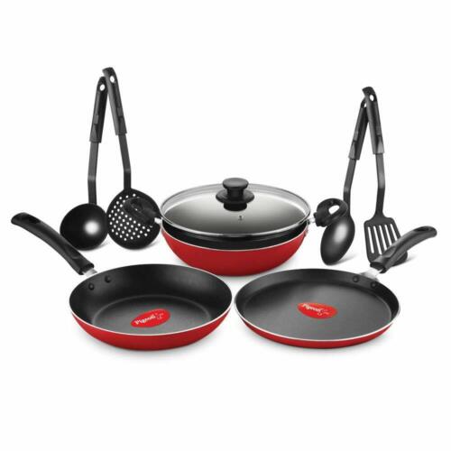 Aluminium Anti - Adhérent de Cuisine Ensemble- Tawa Fry Poêle Kadai & 4 Outils - Afbeelding 1 van 6