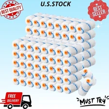 300 Pcs 4" Mini Paint Roller Covers, 1/2" Nap Home Repair Kit (Blue/White)