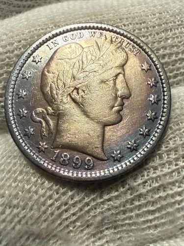 1899 P Barber Silver Quarter, AU+, Philadelphia Mint Original