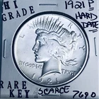 1921 P PEACE SILVER DOLLAR HI GRADE GENUINE U.S. MINT RARE KEY COIN 7690