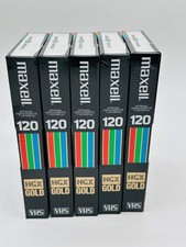 Lot 5 Vintage Maxell Epitaxial VHS Video Cassette T120 HGX Gold Tapes New/Sealed