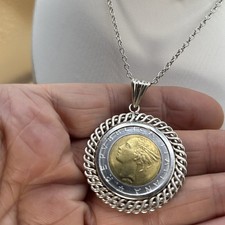 Italian Coin Necklace Italian 925 Necklace Pendant 835 Filigree Silver