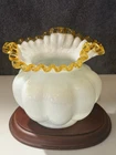 Fenton Gold Crest Mellon Vase about 5 1/2" tall