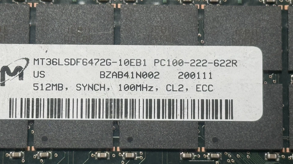 2X Micron 1GB ECC MT36LSDF12872G-133D1 PC100-222-622R  / Kingston KVR133X72RC3 - Image 4 of 4