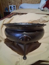 Carl Deffner Arts Crafts Copper Pot Hand Hammered Brass Legged Roycroft Era CDE