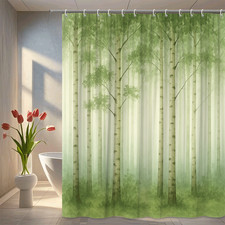 Forest Green Shower Curtain - Nature Theme for Bathroom Decor