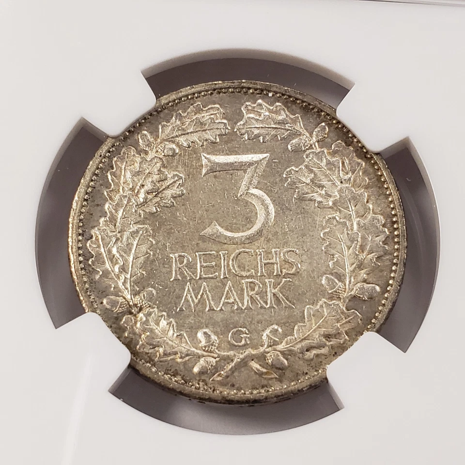 1925-G Germany Weimar Rhineland 3 Mark  .2411 oz ASW - NGC MS 61 - Q2464 - Image 4 of 4