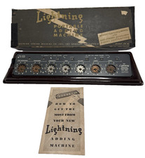 Vintage Lightning Portable Adding Machine Calculator with Bakelite Base