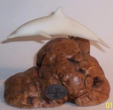 Old DOLPHIN Hand Crafted Wood Art Sculpture Statue Figurine Vintage John Perry