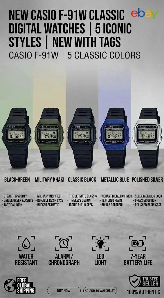Casio F91W Wristwatches for sale | eBay