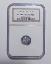 1998 W $10 Proof Platinum Eagle  1/10 oz ?  NGC PF69 3690.00 per troy oz