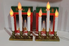 Set of 2 Kurt Adler Triple Electric White Candolier Lights Silicone Bulbs w/ Box