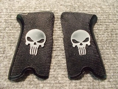 Custom Skull Grips for Ruger P85, P89, P90 & P91 White on Black
