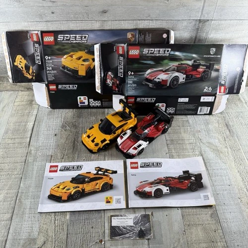 Lego 76916 Porche 963 & 77239 Porche 911 GT3 RS Complete W/Box & Manuals Lot
