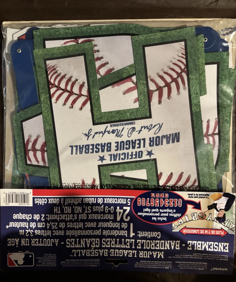 MLB ® Birthday Banner Baseball Jumbo Letter Banner Kit 10 Feet-Long Add An Age - Image 2 of 2