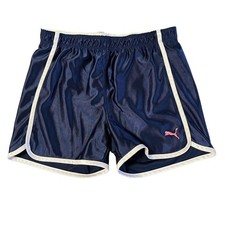 Puma Big Girls Polyester Navy White Shorts Size Lrg Whitney, Vintage Look, Short