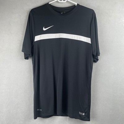 Nike Dri Fit Academy Soccer Training Mesh T Shirt Black Athletic Gym Mens L New