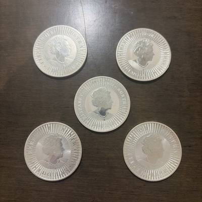 #ad Lot of 5 $1 Silver Australian Kangaroo 1 oz Comes With Free Tube $449.99