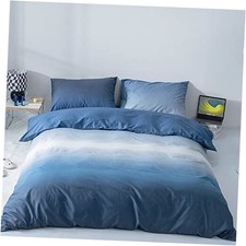 Blue White Comforter Set 3Pcs Blue Gradient Bedding Queen Gradient Blue