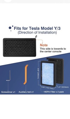 Tesla Model 3 Cabin Air Filter Model Y HEPA Air Intake Replacement 2 Pack wit...