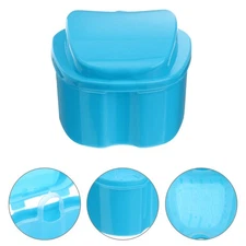 Denture Box Case Dental False Teeth Storage Container with Net Basket Light