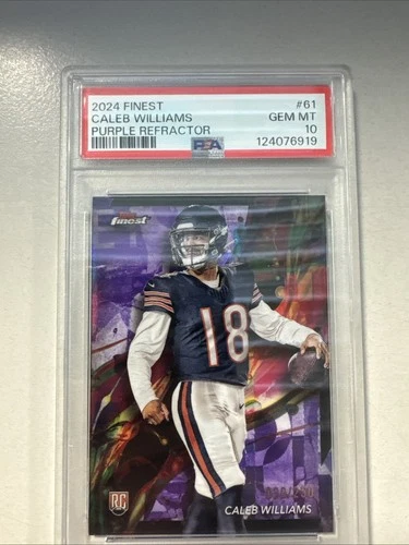 2024 Topps Finest - Common Caleb Williams #61 Purple Refractor /250 (RC) PSA 10
