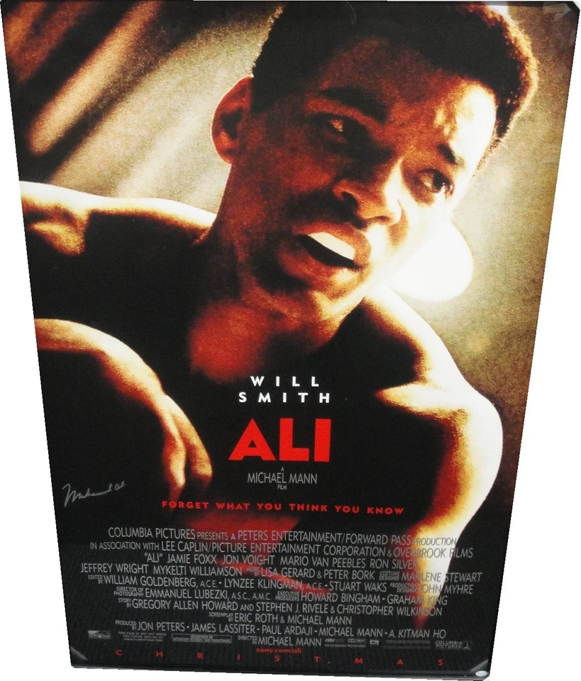 Enorme póster de película autografiado a mano por Muhammad Ali con certificado de autenticidad Will Smith