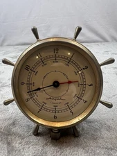 VTG Airguide 8 day 7 Jewel Ships Wheel Clock For Parts Or Repair Only USA Made