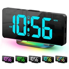 Digital Alarm Clock, Large LED Digital Clock for Bedrooms with 10 Color Chang...