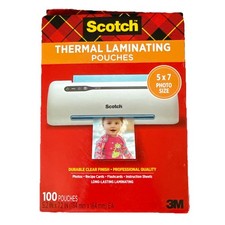 Scotch 100 Pk Photo Size Thermal Laminating Pouches 5 mil 5 X 7 5.2  X 7.2  