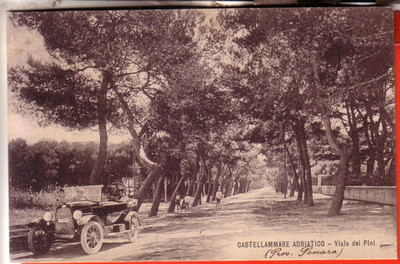 POSTCARD CASTELLAMMARE ADRIATICO PESCARA TRAVELLED 1925 VIALE DEI PINI CAR RR