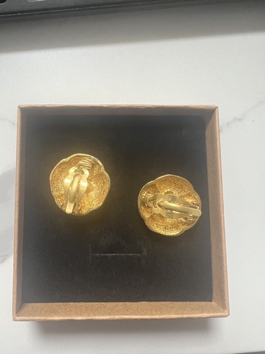 Chanel Vintage 1990s Coco Crush Classic Logo CC Camellia Cross Dome Earrings