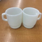 Vintage Anchor Hocking Fire King White Milk Glass Coffee Cup Set Of 2