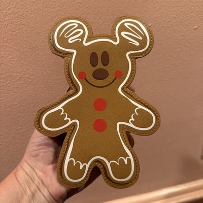 New Disney Parks Mickey Mouse Gingerbread Christmas Cookie Coin Change Purse NWT - Image 1 of 4