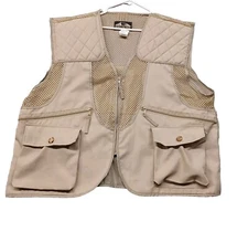 FIELDLINE Hunting Skeet Vest Tan Color Zip Front Lightweight Polyester Men's XL