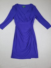 Lauren Ralph Lauren Purple Ruched Stretch Long Sleeve Dress Women's size 8P