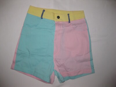 Romwe pastel colorblock cuffed hem shorts S nwt 80s aesthetic kawaii