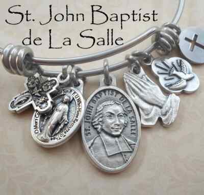 Saint Jean-Baptiste de La Salle Bangle Bracelet, Patron Saint of Teachers