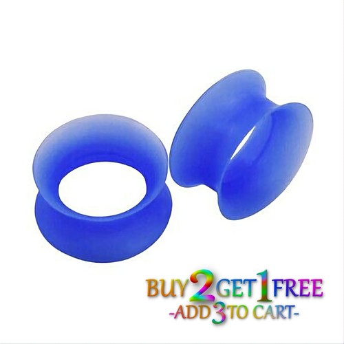 Pair 8g-1" SILICONE EARSKIN TUNNELS Double Flare Gauges Ultra Thin Ear 1018 - Picture 74 of 84