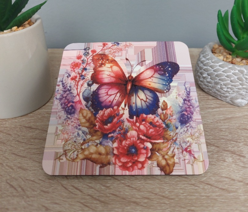Custom Printed Novelty Butterfly Coffee Tea Drink MDF Coaster - Coa-08