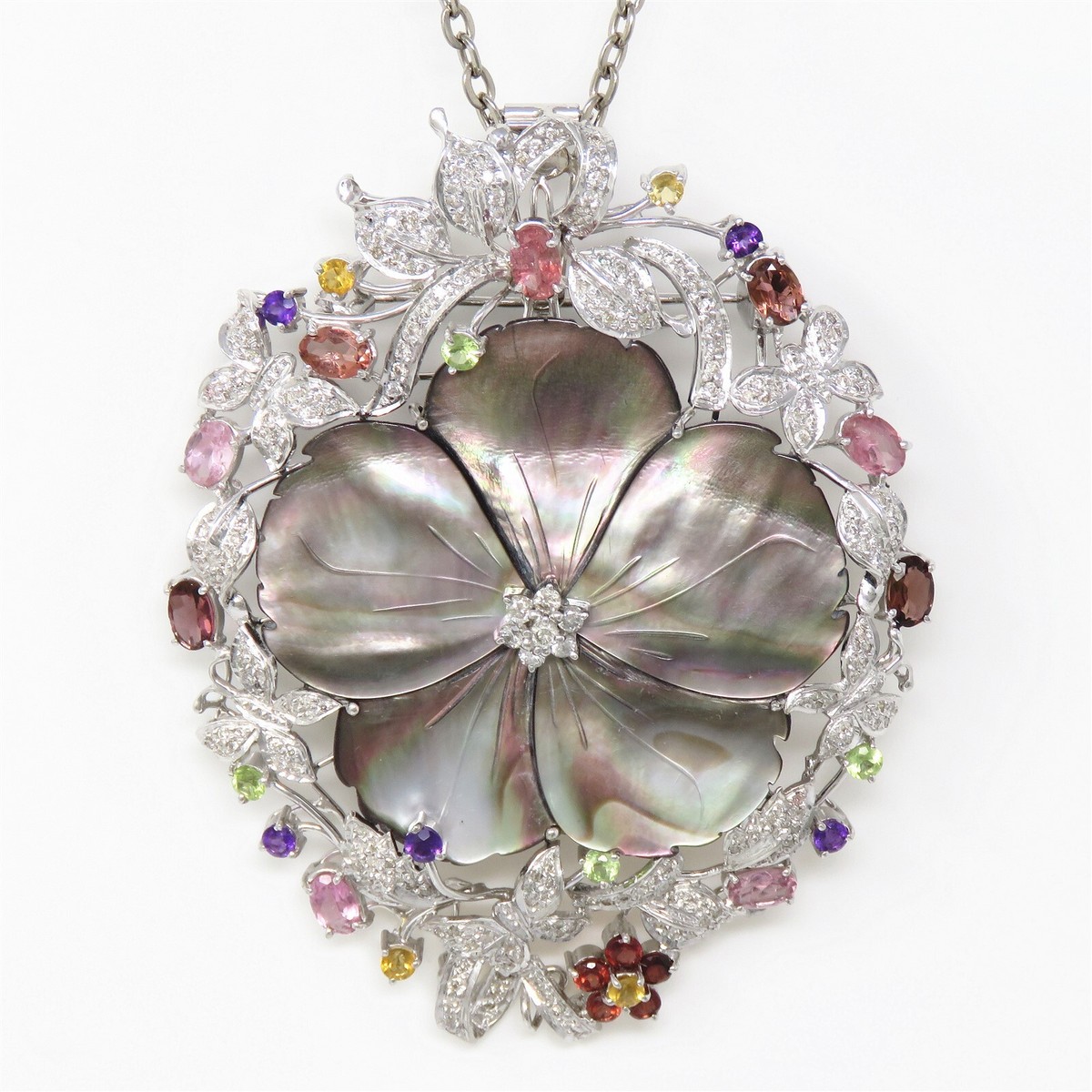 NYJEWEL Huge Platinum 2ct Diamond Multi Gemstone MO Pearl NYJEWEL Huge Platinum 2ct Diamond Multi Gemstone MO Pearl
